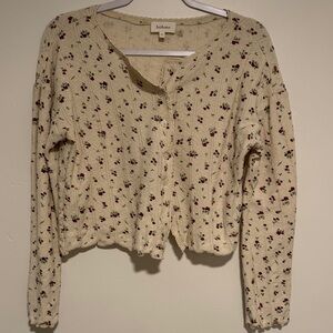Bohme Cream Cardigan with Floral Design - Women’s XL